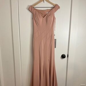 Blush Pink Off Shoulder Evening Gown XS New